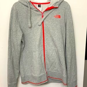 The North Face Gray Hoodie with Red Accents